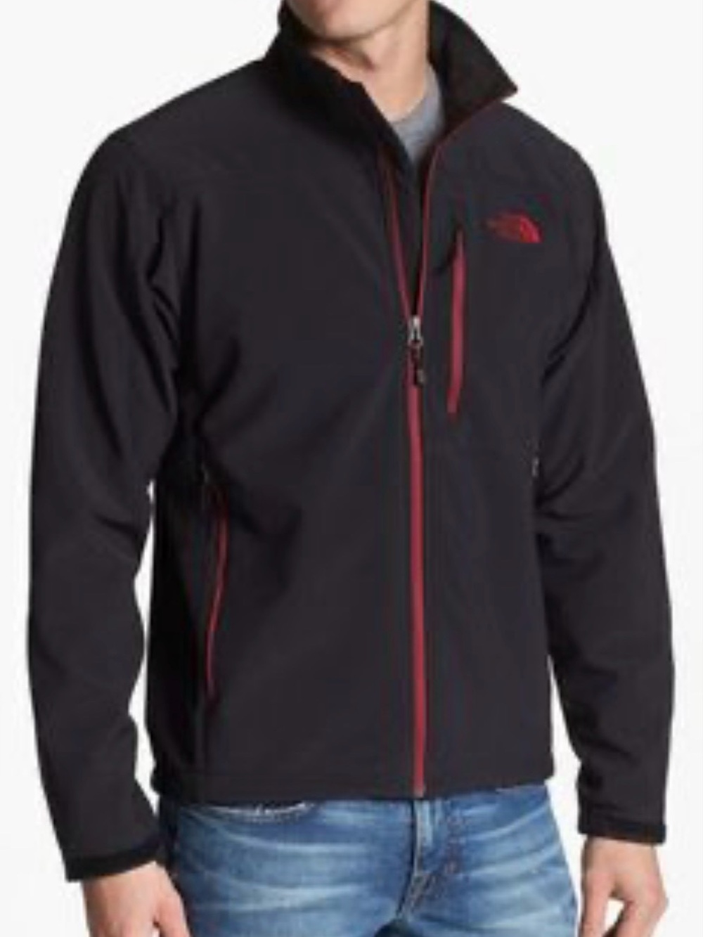 The North Face Men's Black Jacket with Red Accents